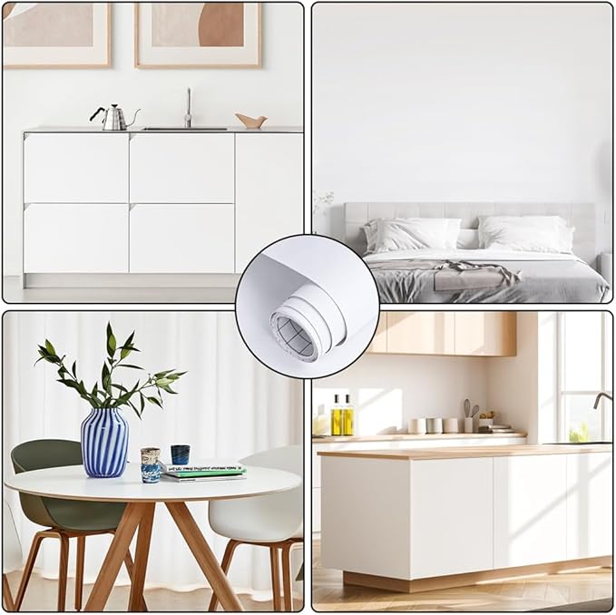 Arthome 17''x78.7'' White Contact Paper, Self Adhesive Wallpaper Waterproof - Image 6