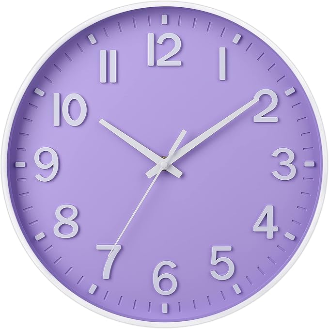 HZDHCLH Purple Wall Clocks Battery Operated, 12 inch Silent Non Ticking Modern by HZDHCLH