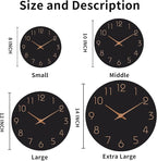Mosewa Wall Clock Battery Operated 10 Inch Black Silent Non Ticking Simple - Image 2