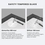 Amorho Bathroom Mirror Black, 44x36 Inch Thick Metal Framed Wall Mirrors - Image 2