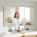 Koonmi Silver Rectangle Wall Mirror, 30x55 Inch Bathroom Mirror, Aluminum Frame by KOONMI
