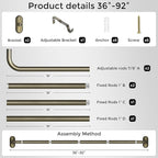 Curtain Rods 36-88 Inch, Antique Bronze Wrap Around Blackout Curtain Rods - Image 7