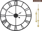 LEIKE Large Wall Clock, Non Ticking, Battery-Operated, Rustic Round Modern - Image 2