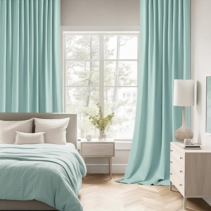 MIULEE Aqua Back Tab Blackout Curtains 120 Inch Long 2 Panels Set - Image 2