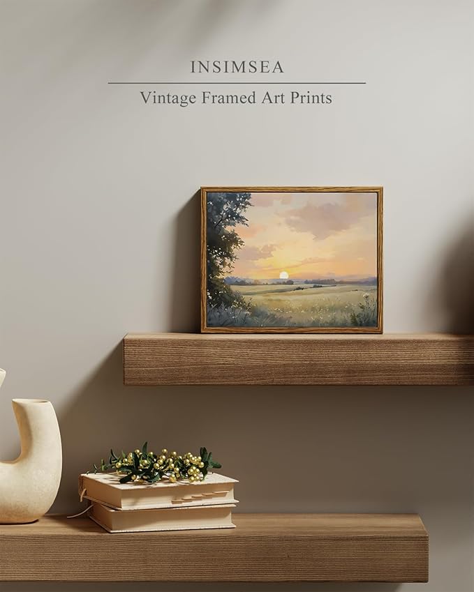 InSimSea Framed Canvas Wall Art, Vintage Wall Decor, Fall Landscape Watercolor - Image 4