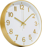 Gold Wall Clock, 8 Inch Wall Clocks Battery Operated, Round Modern Non Ticking by MABPEDO