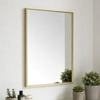 Bathroom Mirror for Wall, 16x24 Inch Metal Framed Mirror, Brushed Gold by Ruomeng