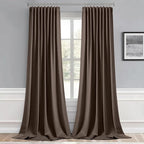 MIULEE Chocolate Brown Back Tab Blackout Curtains 120 Inch Long 2 Panels Set - Image 9
