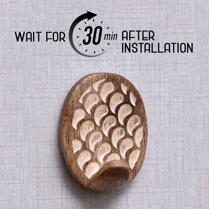 IndianShelf 6 Lb- 24 Pieces Decorative Wood Adhesive Wall Hooks–Boho Peel and - Image 3