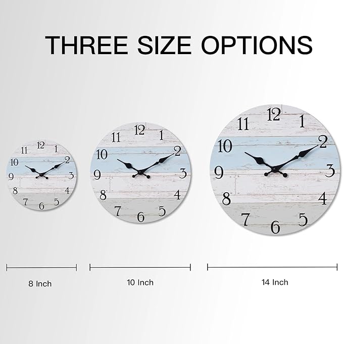 KECYET Wall Clock 10 Inch Silent Non-Ticking Coastal Beach Style Wall Clocks - Image 3