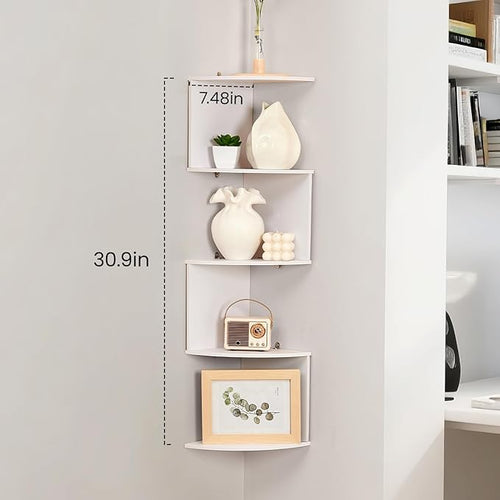 5-Tier Floating Corner Shelf Wall Mount, Heavy Duty Wall Corner Bookshelf - Image 2