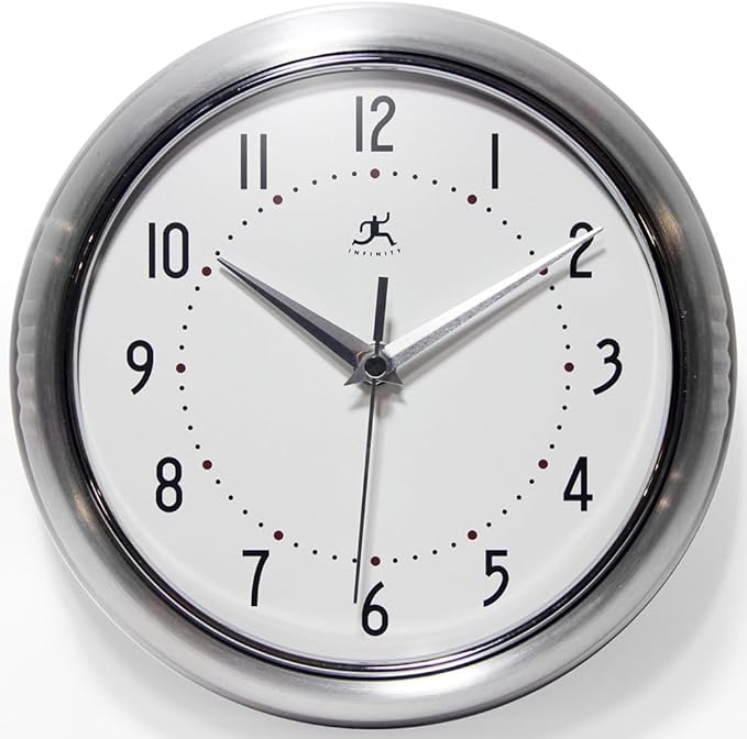 Infinity Instruments LTD. Retro 9 inch Silent Sweep Non-Ticking Mid Century by InfinityInstruments
