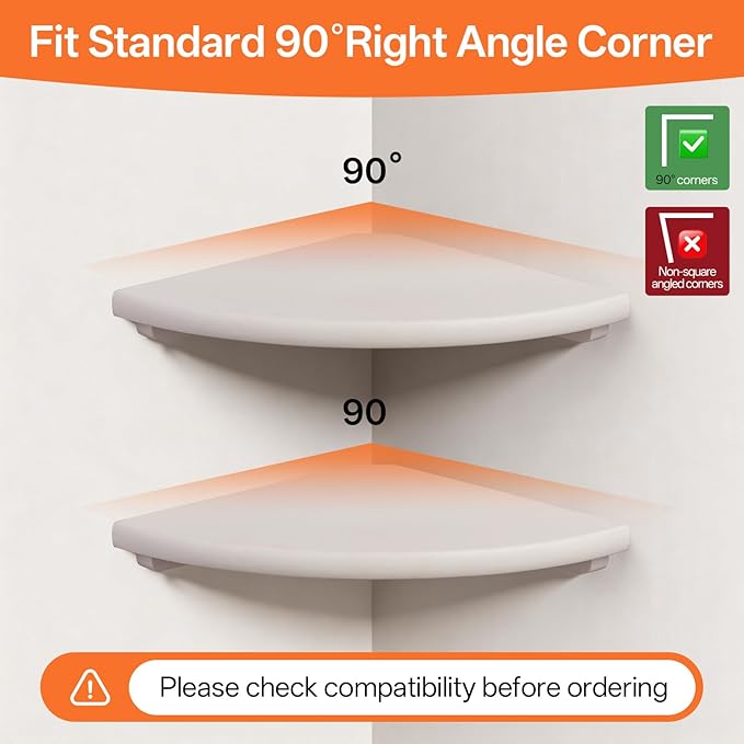 Gieanoo White Corner Wall Shelf 7inch Solid Oak Wood Floating Corner Shelf - Image 6