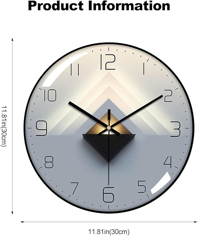 Ergocar Wall Clock, Art Deco Wall Clock, Non-Ticking Silent Modern Metal Wall - Image 7