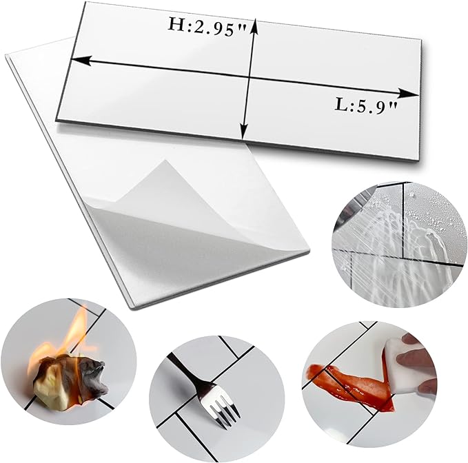 AULIGET 100-Piece Polished White Thick PVC Peel and Stick Backsplash - Image 5
