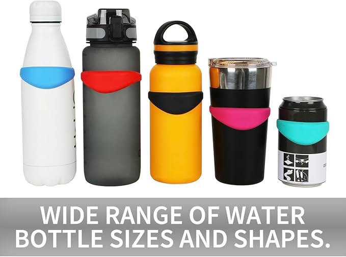 Neo Magnetic Silicone Ring Strap for Water Bottle - Water Tumbler Strap Versatile Sports Bottle Ring - Water Bottle Carrier Strap for Gym, Backpack, Belt, Hiking, Outdoors & More (Sky Blue)