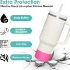 Upgrade 2PCS Protective Silicone Boot Bumper for Stanley Quencher Adventure 40oz 30oz IceFlow 20oz 30oz Tumbler, Water Bottle Bottom Sleeve Cover Accessories for Stanley Mug Cup(Rose)