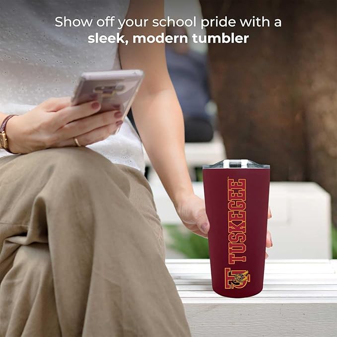 Campus Colors NCAA Stainless Steel Tumbler perfect for Gameday - 18 oz - Double Walled - Keeps Drinks Perfectly Insulated (Tuskegee University - Maroon)