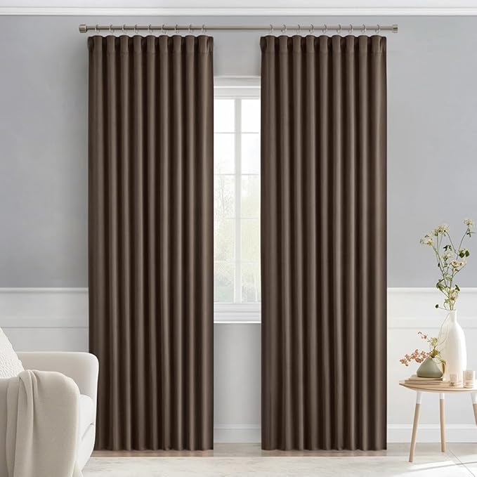 MIULEE Chocolate Brown Back Tab Blackout Curtains 84 Inch Length 2 Panels Set - Image 9