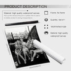 Retro Black And White Woman Canvas Wall Art Fashion Rooftop Party Posters - Image 2