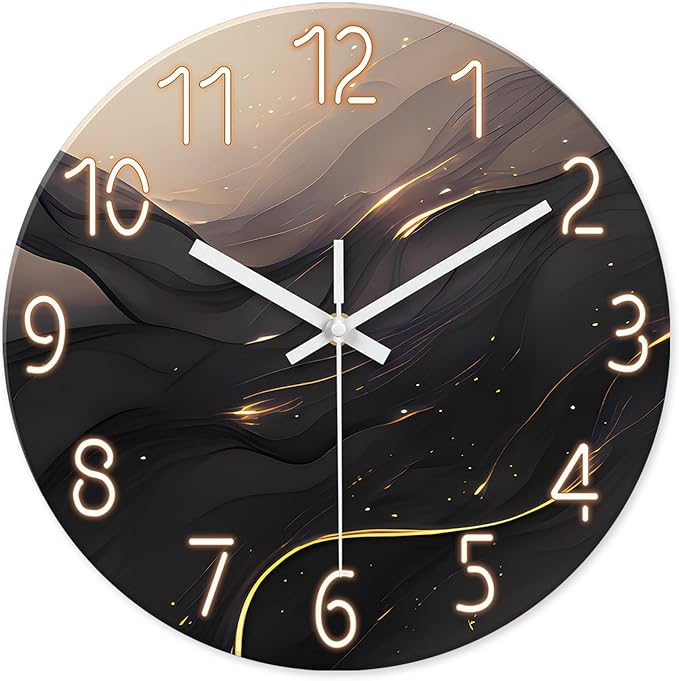 Black and Gold Wall Clocks Battery Operated 14 Inch Wall Clock Silent Non by Constantplanet%E6%97%97%E8%88%B0%E5%BA%97