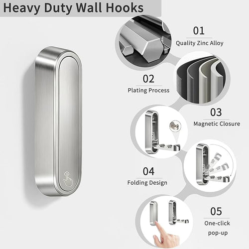 4PCS Foldable Wall Hooks, Flip Down Design - Image 2