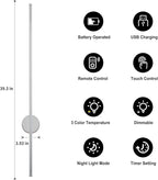 Battery Operated Modern Wall Sconces, Dimmable Wireless Wall Light Set of Two - Image 4