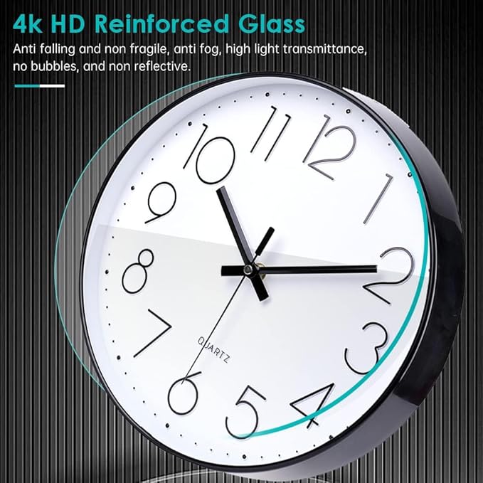 jomparis Small Wall Clock Black Wall Clocks Silent Non-Ticking - Image 4