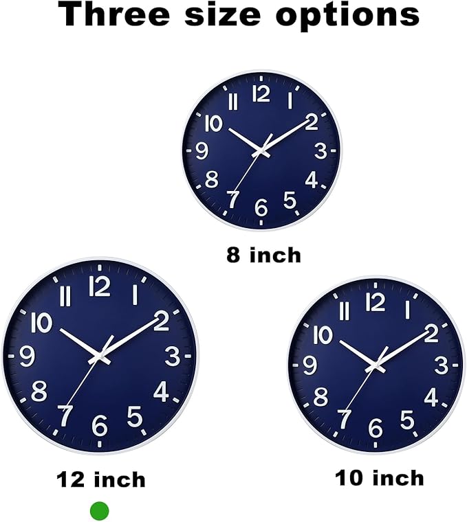 HZDHCLH Navy Blue Wall Clocks Battery Operated, 12 inch Silent Non Ticking - Image 3