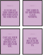 Locomiss Purple Christian Wall Art Decor Posters, Minimalist Jesus Scripture by Unknown
