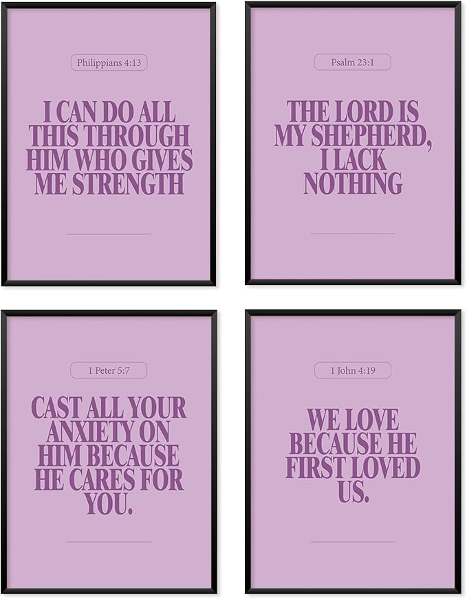 Locomiss Purple Christian Wall Art Decor Posters, Minimalist Jesus Scripture by Unknown