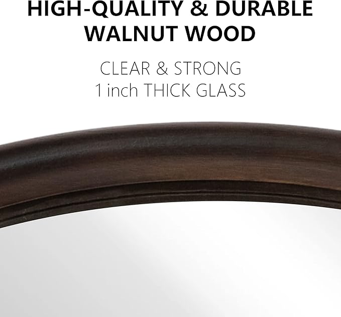 CULER Round Wall Mirrors 30 Inch, Wood Rustic Decorative Transitional Mirror - Image 4
