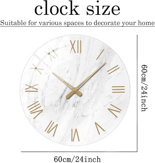 24 Inch White Minimalist Glass Wall Clocks Battery Operated Extra Large Wall - Image 2
