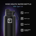 IRON °FLASK Camping & Hiking Hydration Flask with Spout, Wide Mouth Insulated Stainless Steel Sports Water Bottle - 32 oz Aurora