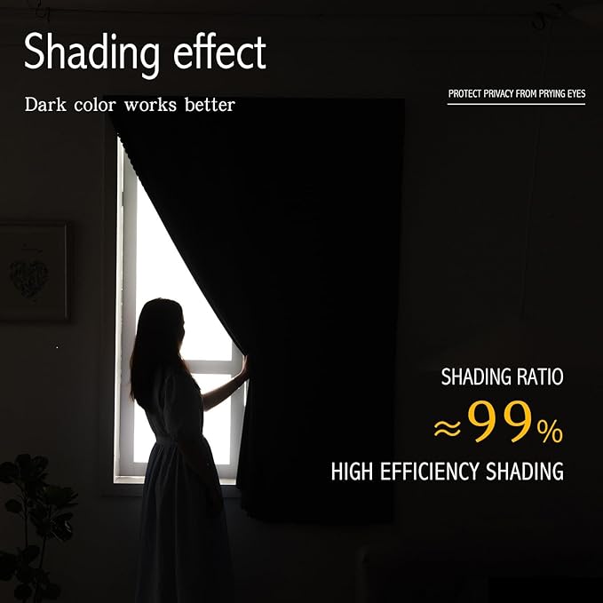 Thermal Blackout Curtains with Self-Adhesive Tape, No Rod No Drill Easy Install - Image 3