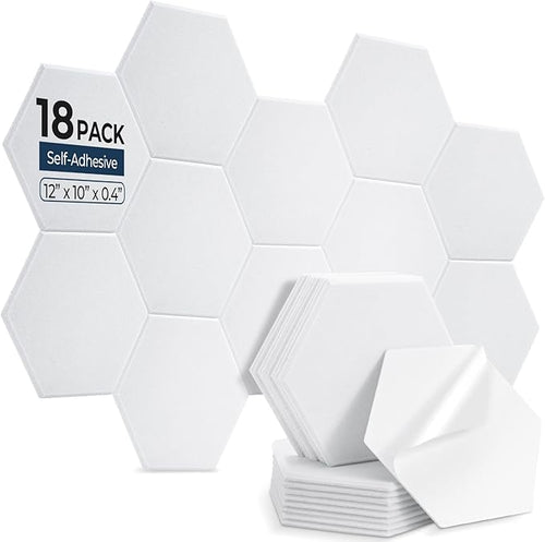 18 Pack Hexagon Acoustic Panels, Self-Adhesive Acoustic Wall Panels by AUSLET
