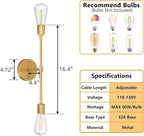 FadimiKoo 2-Light Golden Bathroom Wall Sconces Lighting, Modern Vanity Light - Image 2
