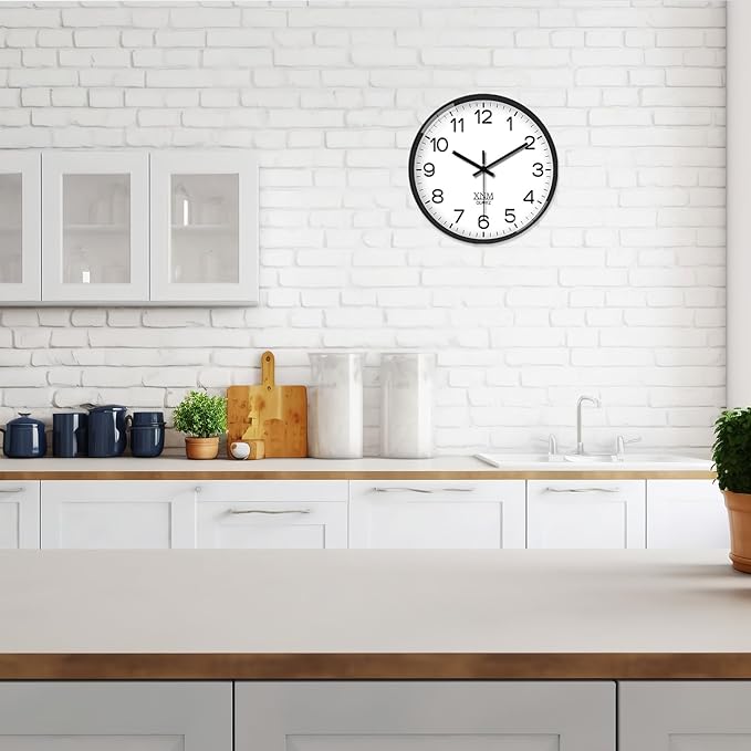 XNM Decorative Wall Clocks Battery Operated 14 Inch White Classic Wall Clock - Image 5