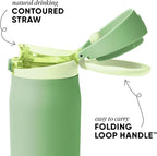 Simple Modern Mesa Loop Water Bottle with Covered Straw and Handle | 24oz Cup Holder Friendly Insulated Stainless Steel Bottles for Travel, Sports and School | Avocado