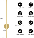 Battery Operated Modern Wall Sconces, Dimmable Wireless Wall Light Set of Two - Image 4