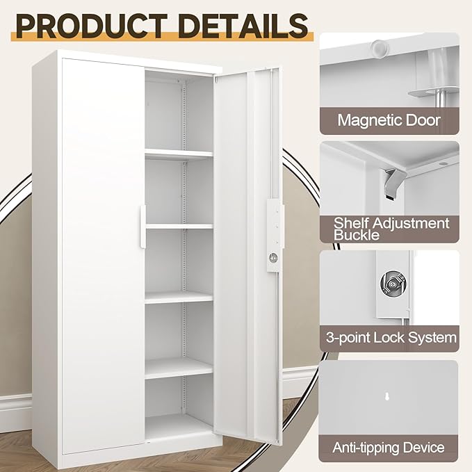 GREATMEET Metal Garage Storage Cabinets, Utility Cabinet - Image 5