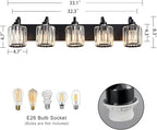 Crystal Vanity Light Black 5 Lights Modern Bathroom Vanity Lighting Fixtures - Image 3