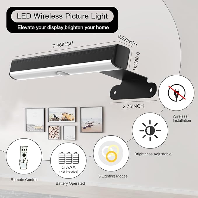 2PACK Picture Light LED Battery Operated Wall Light - Image 4