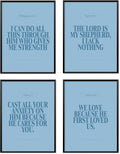 Locomiss Light Blue Christian Wall Art Decor, Modern Bible Verse Prints by Unknown