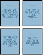 Locomiss Light Blue Christian Wall Art Decor, Modern Bible Verse Prints by Unknown