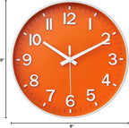 HZDHCLH Wall Clocks Battery Operated, Wall Clock Orange, 8 inch Wall Clock - Image 10