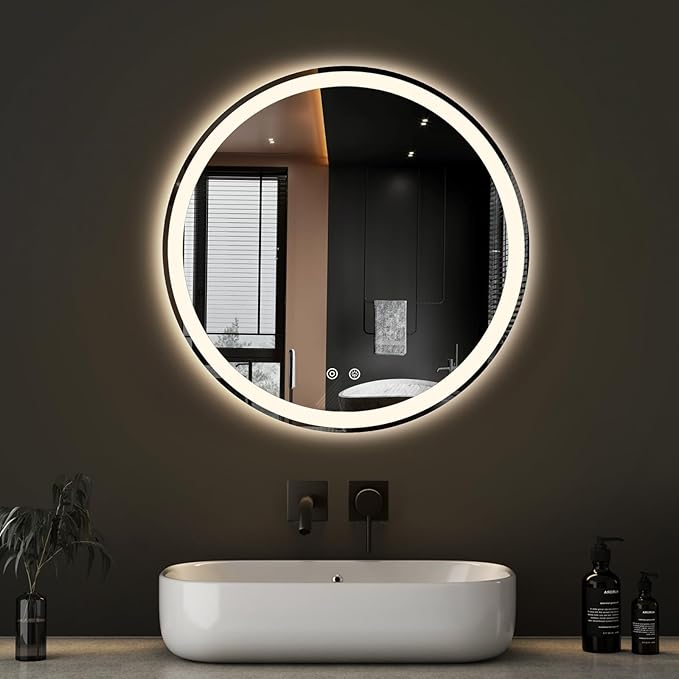 Sweetcrispy 24-Inch Round LED Bathroom Backlit Mirror by Sweetcrispy