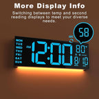 JALL 13" Large Digital Wall Mount Clock, Count Down Timer, Big LED, Temperature - Image 9