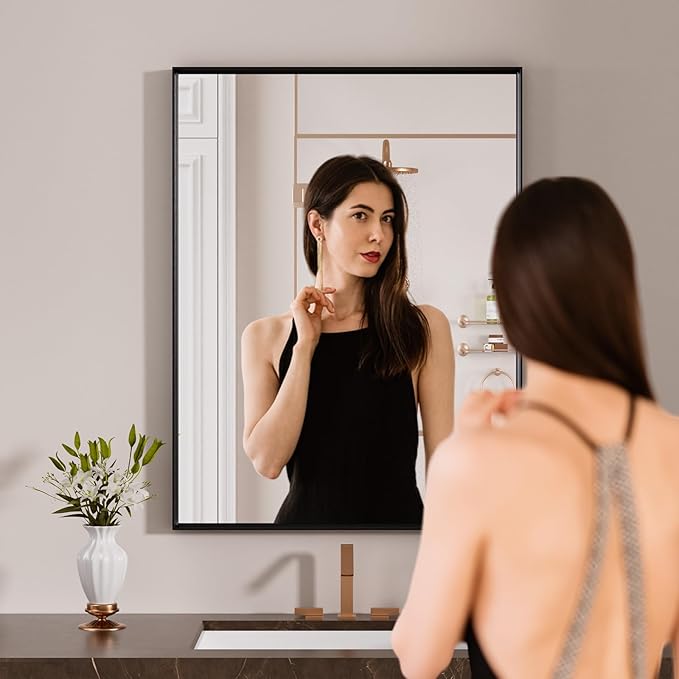 LOAAO Black Bathroom Mirror 22"X30" - Image 2