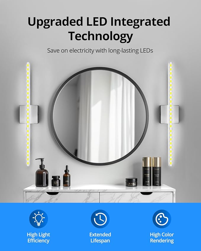 Combuh LED Bathroom Vanity Light Bar Dimmable IP44 Over Mirror Lighting Fixture - Image 7